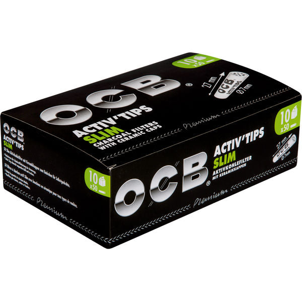 OCB Activ'Tips Slim 7 mm – 500 Stück – Aktivkohlefilter mit Keramikkappen