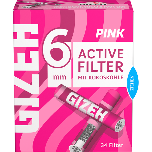 Gizeh Pink Aktivkohlefilter 6 mm – 10 × 34er Box (340 Filter)