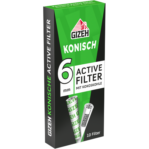 Gizeh Black Conical Active Filter 6mm 10 Pack