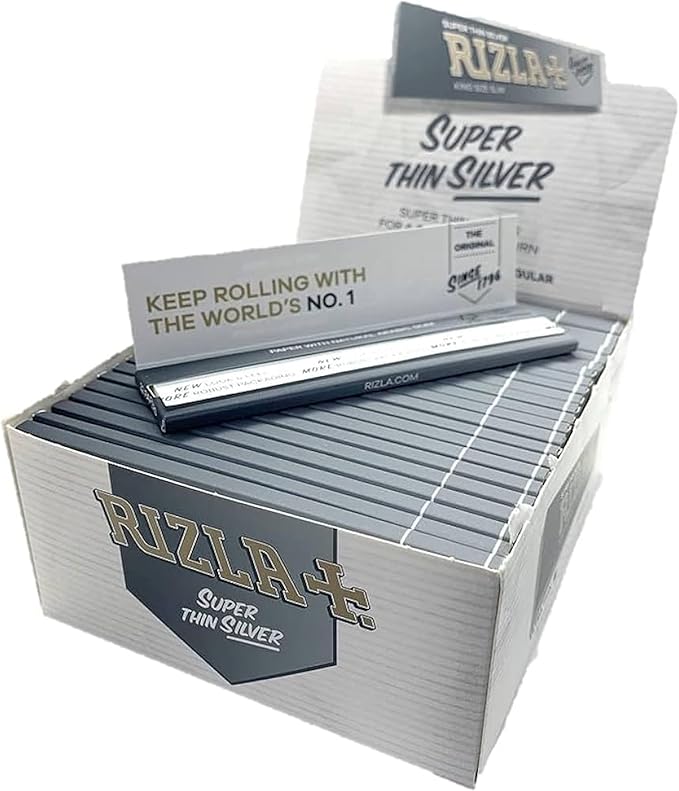 Rizla Silver King Size Slim Blättchen (Box mit 50 Heftchen) - Ultra Dünne Papers