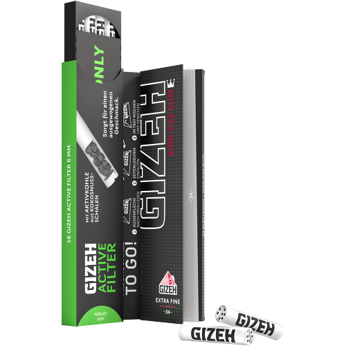 Günstige GIZEH Black King Size Slim mit Aktivkohlefilter online