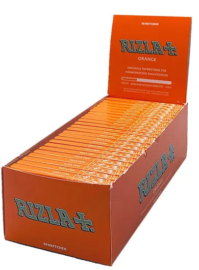 Rizla Orange Blättchen Regular Size - Box mit 50 Heftchen à 50 Blatt