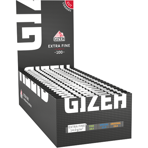Gizeh Schwarz Extra Fine – 100 Blättchen – 20er Box mit Magnetverschluss