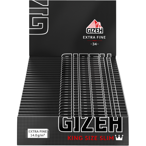 Gizeh Schwarz King Size Slim – 34 Blättchen – Box mit 25 Heftchen