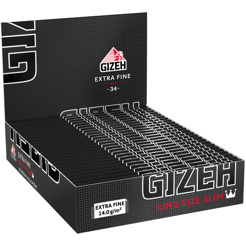 Gizeh Schwarz King Size Slim – 34 Blättchen – Box mit 25 Heftchen