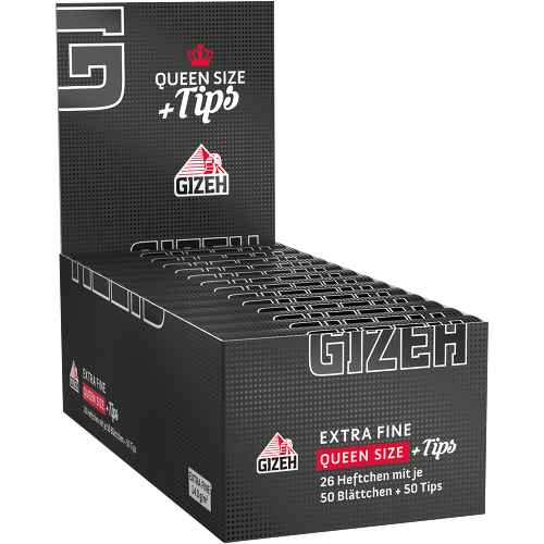 Gizeh Schwarz Queen Size – 50 Blättchen + 50 Tips – Box mit 26 Heftchen
