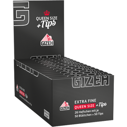 Gizeh Schwarz Queen Size – 50 Blättchen + 50 Tips – Box mit 26 Heftchen