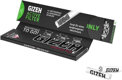 Gizeh Kombi Pack Black - King Size Slim Blättchen + Aktivkohle Gizeh Filter