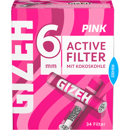 Gizeh Pink Aktivkohlefilter 6 mm – 10 × 34er Box (340 Filter)