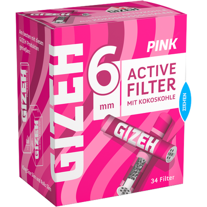 Gizeh Pink Aktivkohlefilter 6 mm – 10 × 34er Box (340 Filter)