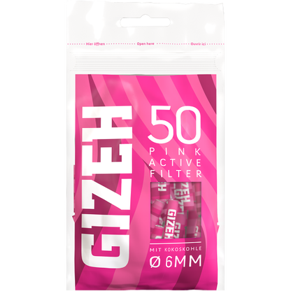 Gizeh Pinke Aktivfilter 6mm - 500 Stück Sparpack - Gizeh Filter