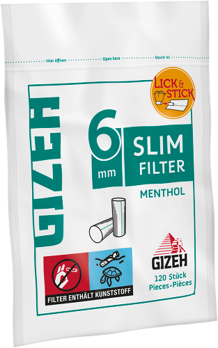 Gizeh Menthol Slim Filter 6mm - 10x120 Sparpack - Gizeh Filter