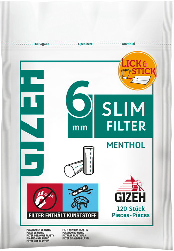 Gizeh Menthol Slim Filter 6mm - 10x120 Sparpack - Gizeh Filter