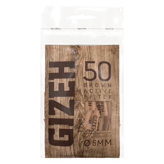 Gizeh Brown Aktivkohlefilter – 50 Stück – 6mm Durchmesser – Holzoptik – Kokoskohle – Gizeh Original
