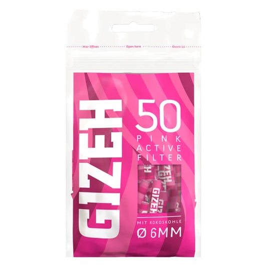 Gizeh Pink Aktivkohlefilter – 50 Stück – 6mm Durchmesser – Kokoskohle – Gizeh Original