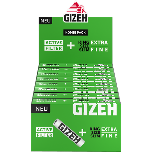 Gizeh Black King Size Slim Blättchen und Aktivkohlefilter Kombipack