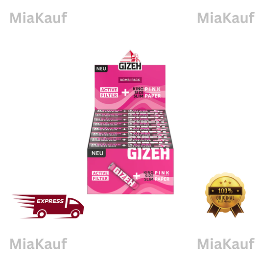 Gizeh Kombi Pack Pink – 16x King Size Slim Heft à 34 Blättchen + 16 Aktivkohlefilter