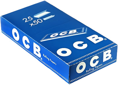 OCB Blau Zigarettenpapier – 25 Heftchen à 50 Blättchen – 69 × 36 mm – Cut Corners