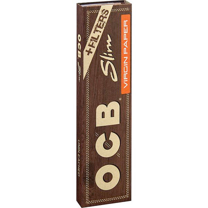 OCB Slim Virgin ungebleichtes Zigarettenpapier mit Tips – 32 Heftchen