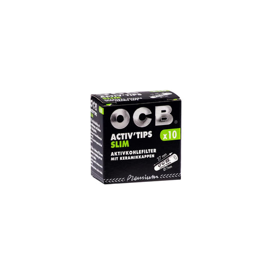 10 Stück Packung OCB Activ'Tips Slim 7mm Aktivkohlefilter mit Keramikkappen