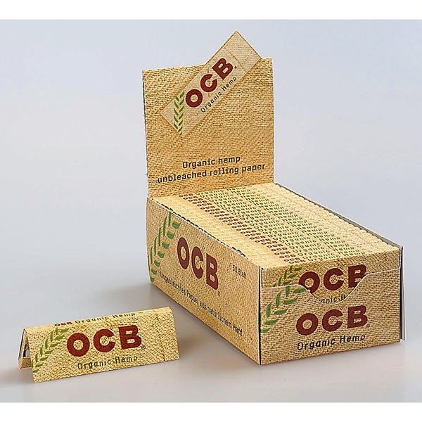 OCB Organic Hemp Rollpapiere – 50er Box – Bio-Hanf Blättchen 109 × 44 mm